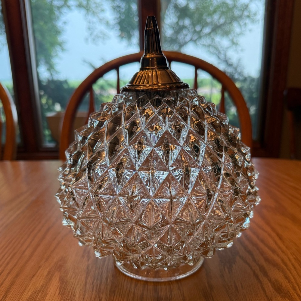 Vintage Glass Diamond Pattern Lamp Finial